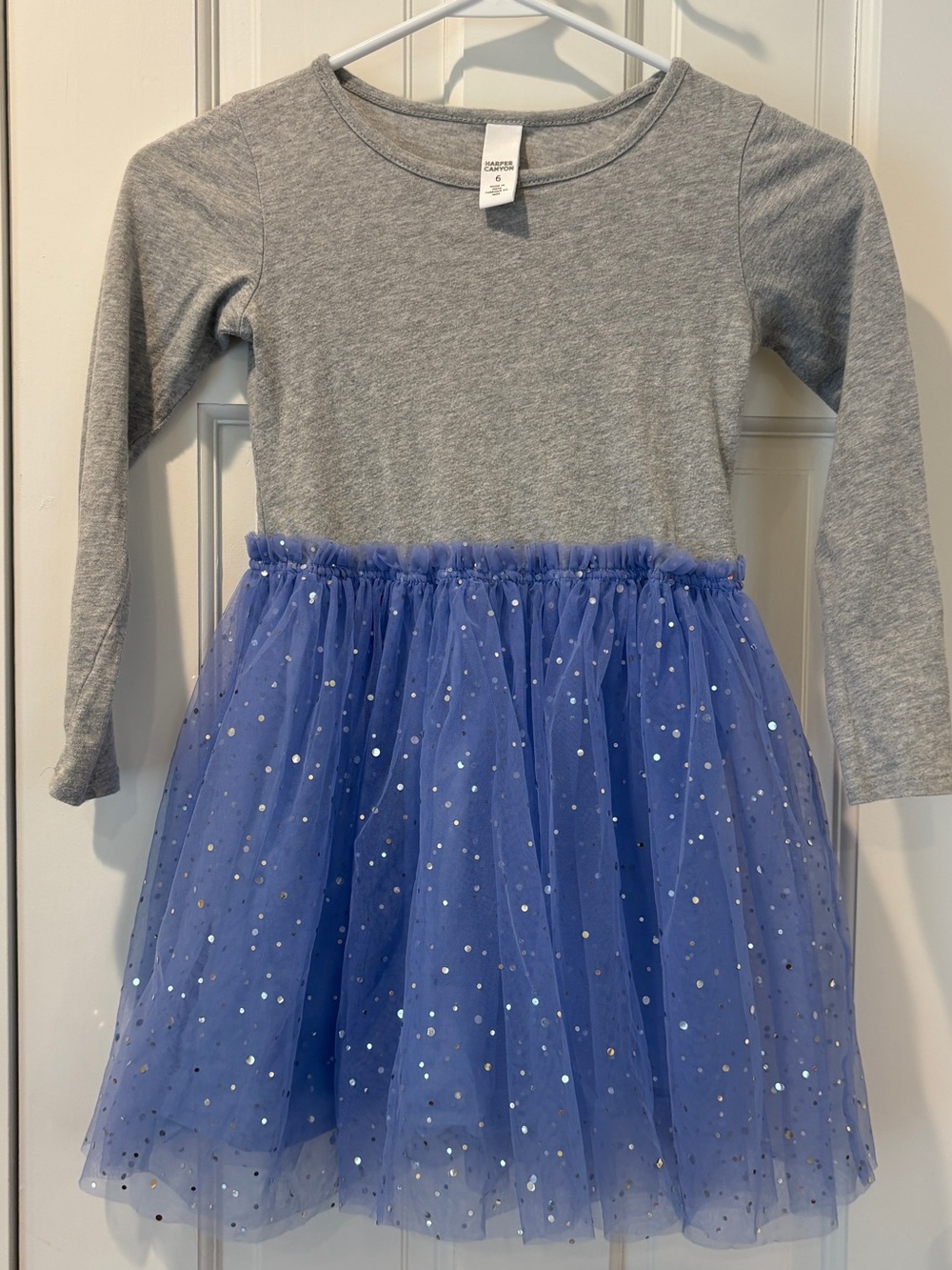 Harper Canyon Grey Top with Blue Sequin Tulle Skirt Dress